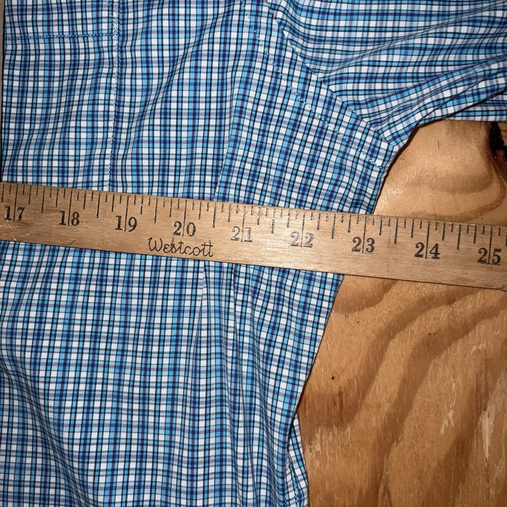 Peter Millar Summer Comfort Mens Blue Plaid Long Sleeve Button Down Large - Picture 4 of 8